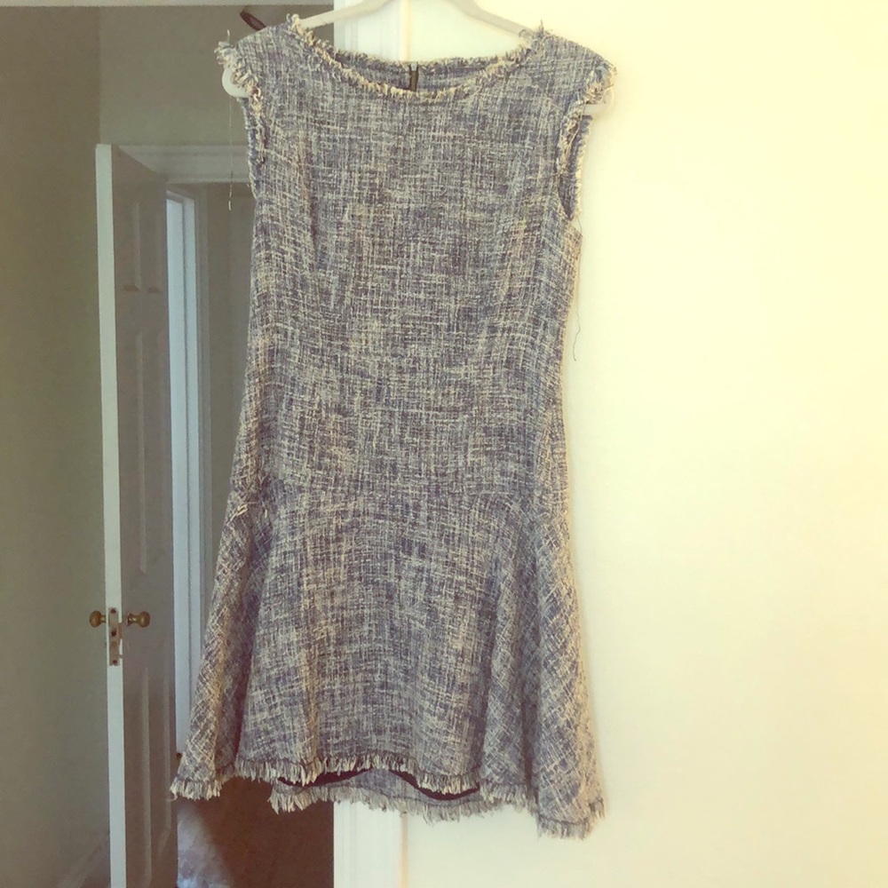 Tweed blue and white dress